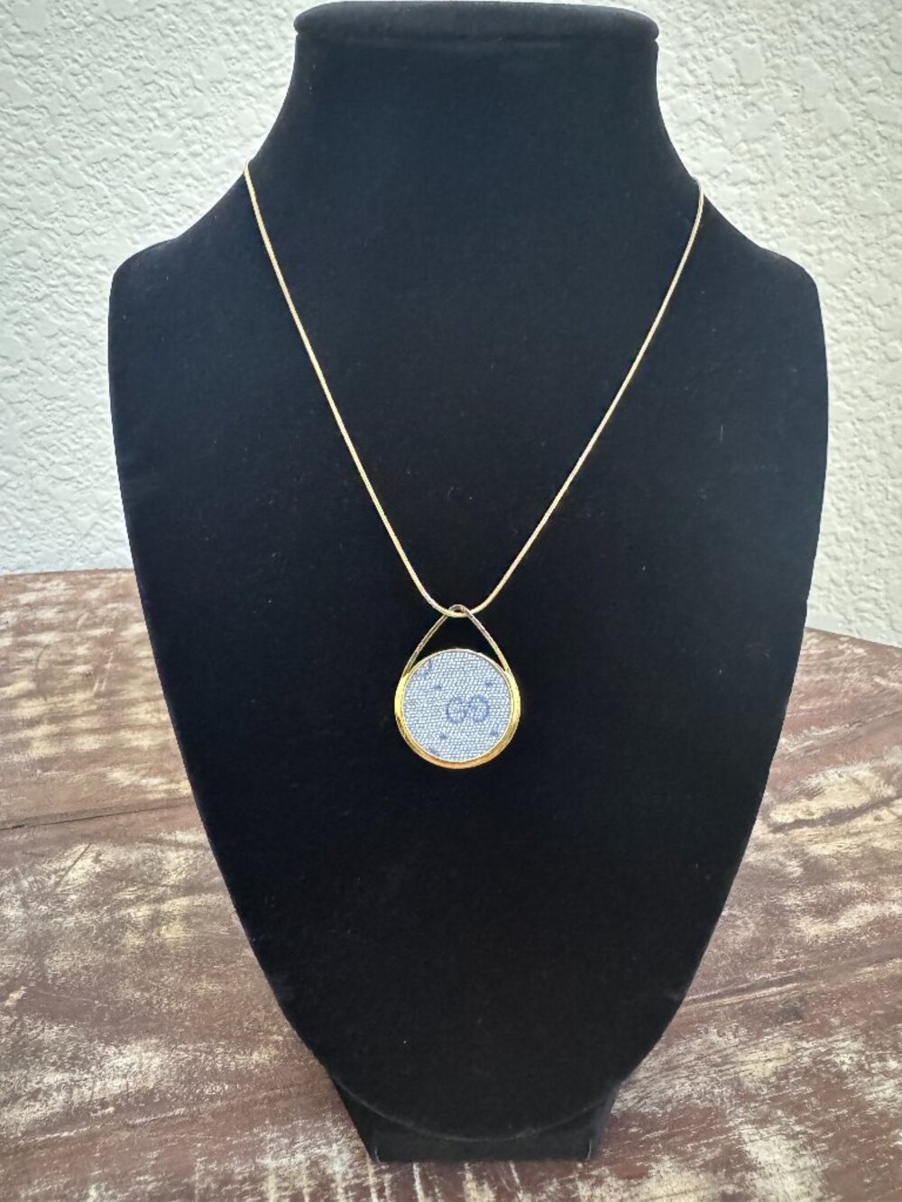 Upcycled Authentic Gucci Monogram Canvas Gold Necklace
